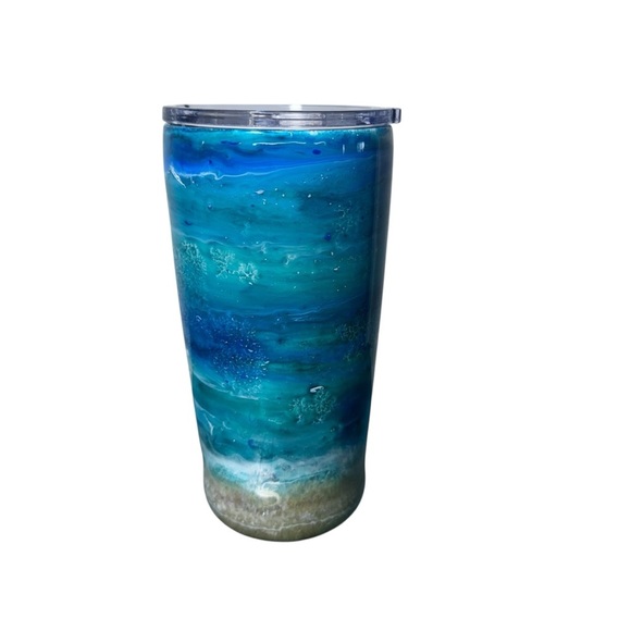 Beach  Ocean Sand Custom Epoxy Resin Tumbler Brand New - Picture 1 of 10
